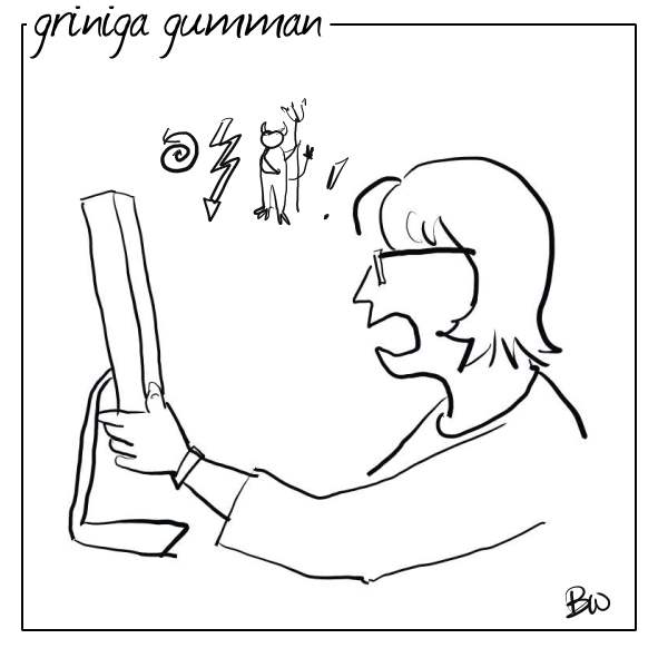 teckning av frustrerad datoranvändare