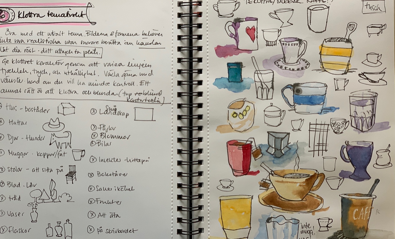 foto på ett uppslag ur en skissbok